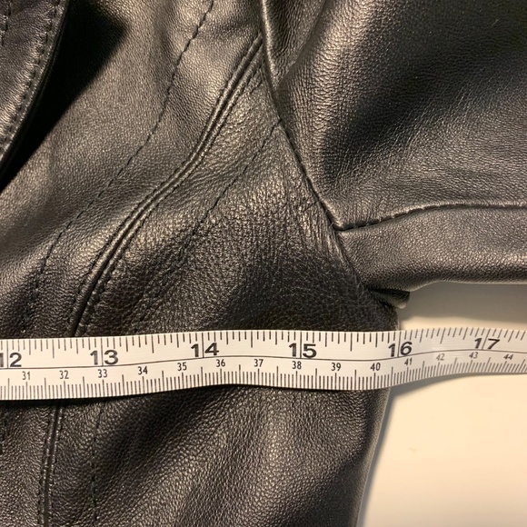 Vintage Tristan & Iseult Genuine Leather Jacket XS Black Fitted Lined Statement - Picture 13 of 16